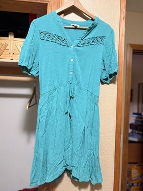 Teal Dress with Lace Detail